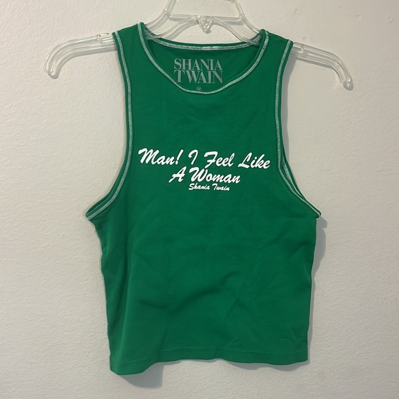 Shania Twain Man! I Feel Like A Woman Band Tank Top Medium New NWOT Green Crop - Picture 6 of 9